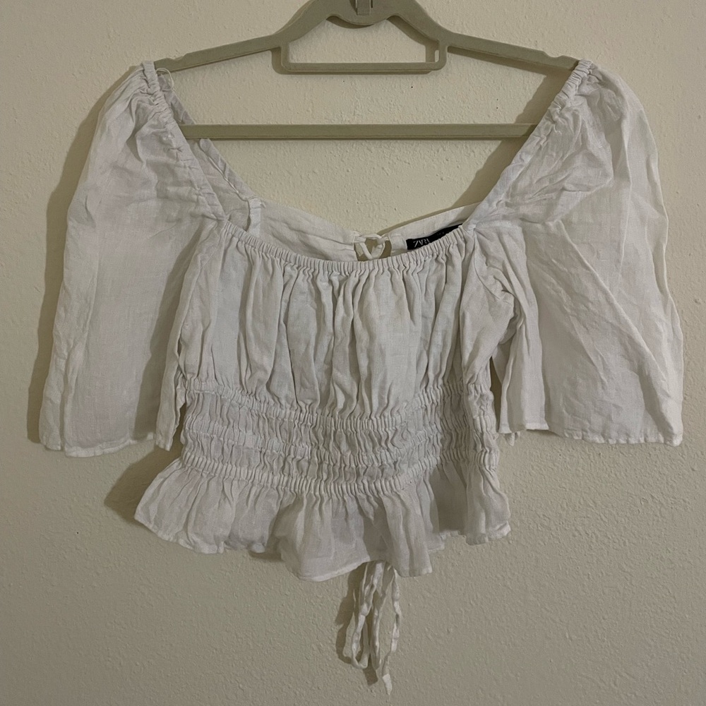 Zara Cropped Peplum Blouse